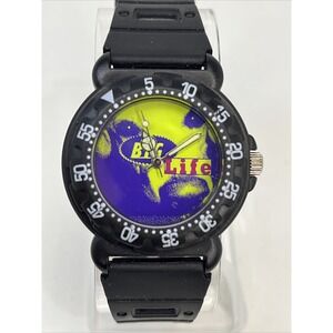 Big Life Kid's Dog Dial Quartz Watch Rotating Bezel Black Resin Band New Battery